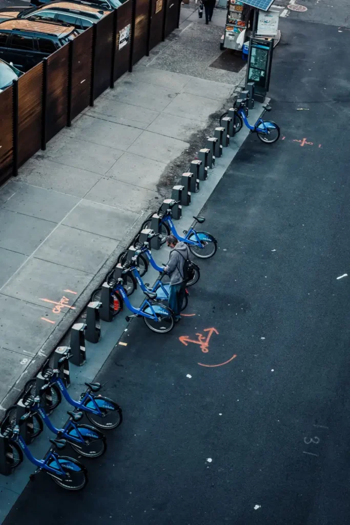 Bikes on the street. Microbility.