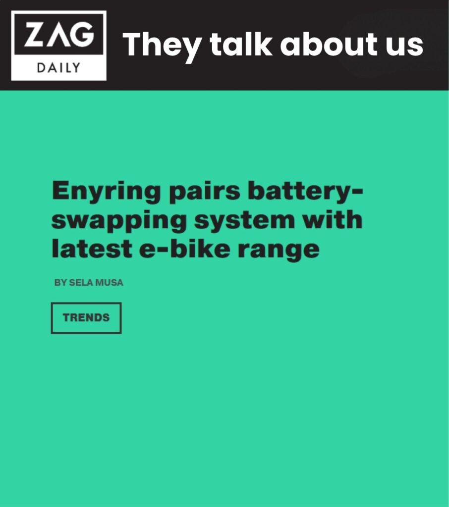 ZAG daily article about the collaboration between Enyring and Kickmaker for the new Enyring bikes.