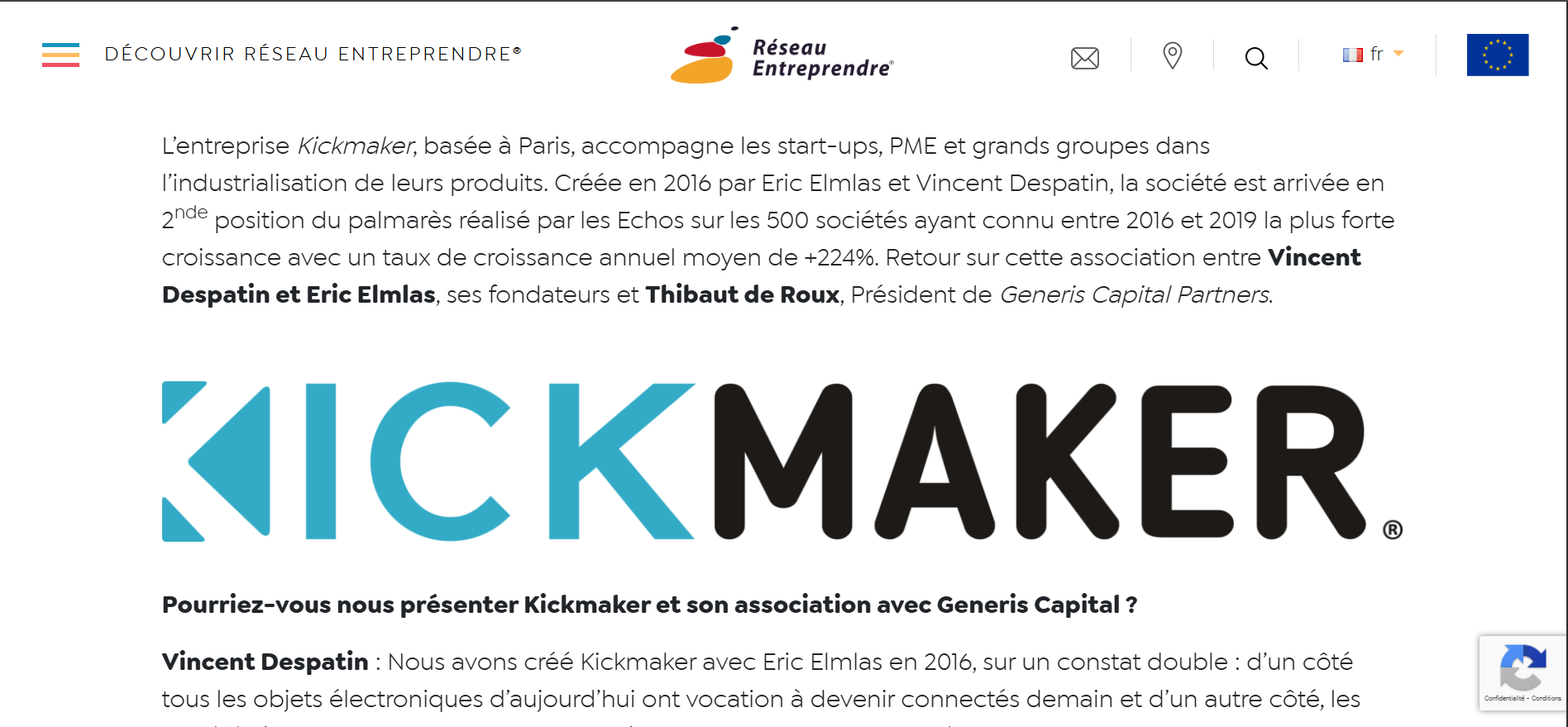 Interview Kickmaker x Generis Capital Partners - Réseau entreprendre